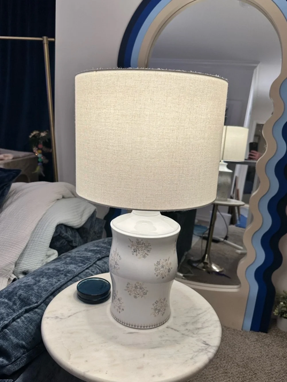 Vintage Late 20th Century Mary Quant for Murray Feiss Floral Ceramic Lamp Base